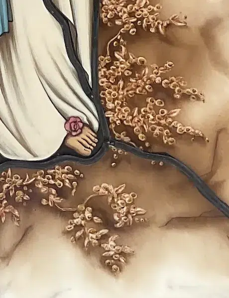 detail grisaille marie vitrail felzine