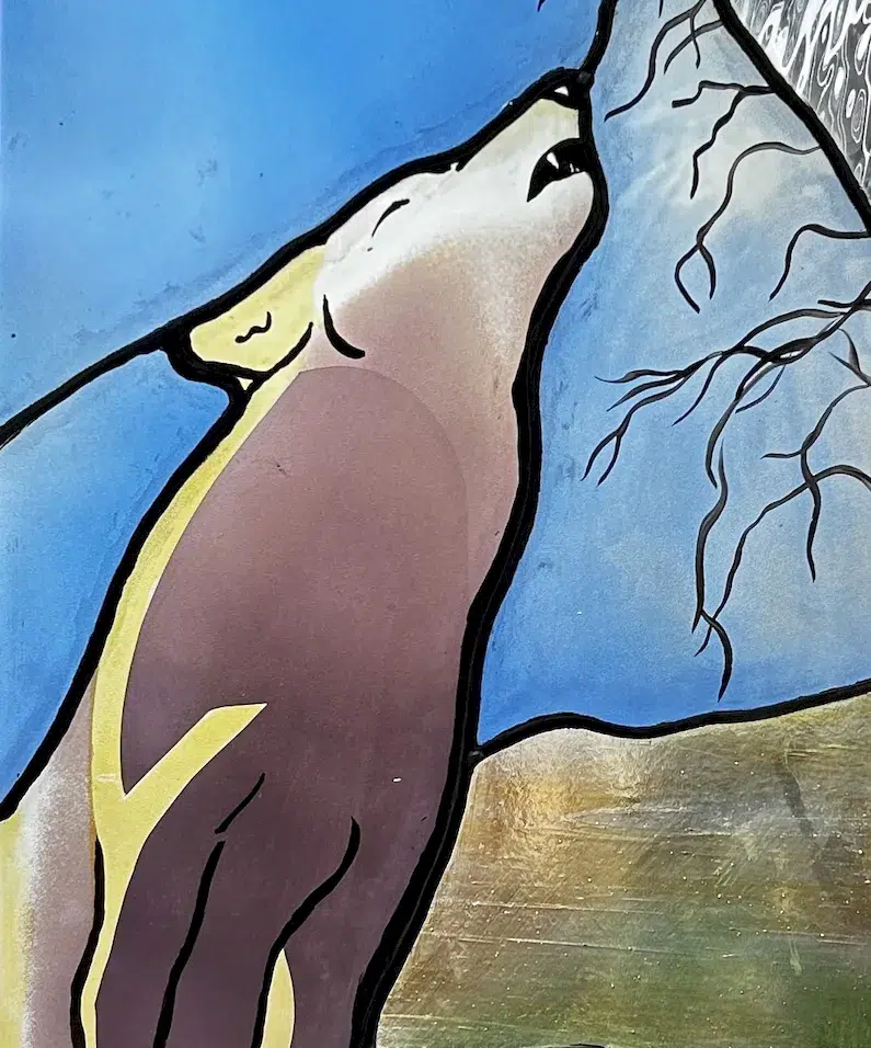 detail loups vitrail oratoire felzine