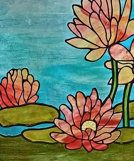 fleur lotus vitrail felzine atelier