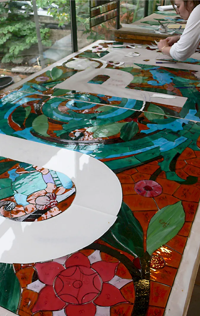 coupe verre vitrail printemps atelier felzine 1