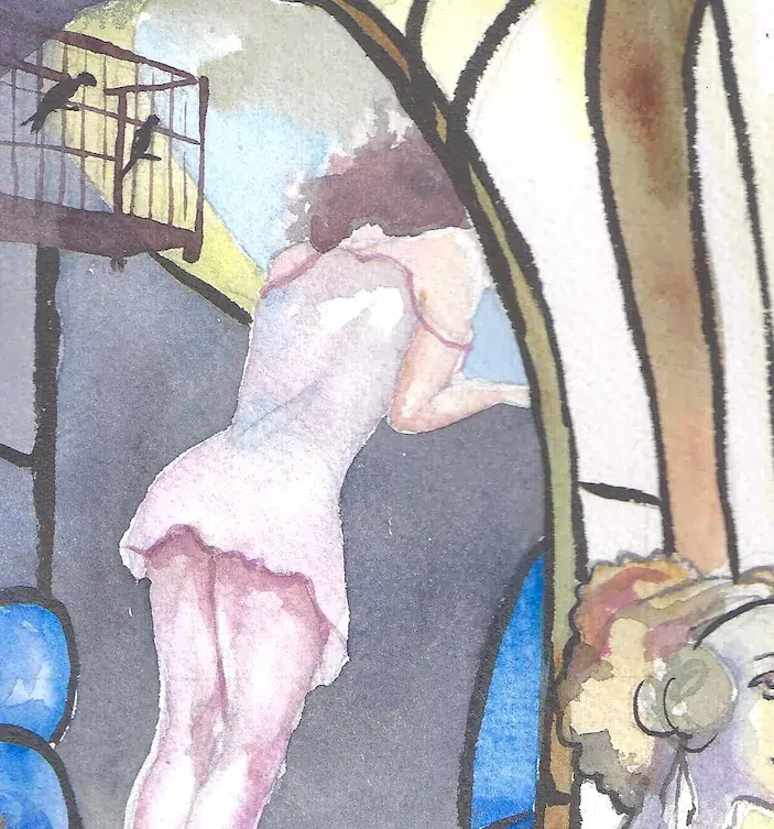 esquisse vitrail femme reveuse felzine