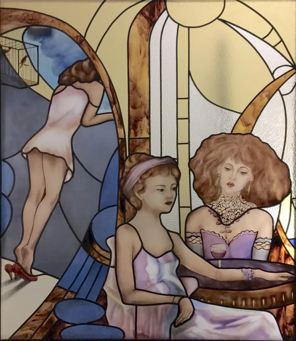 vitrail cabaret coulisses peinture felzine
